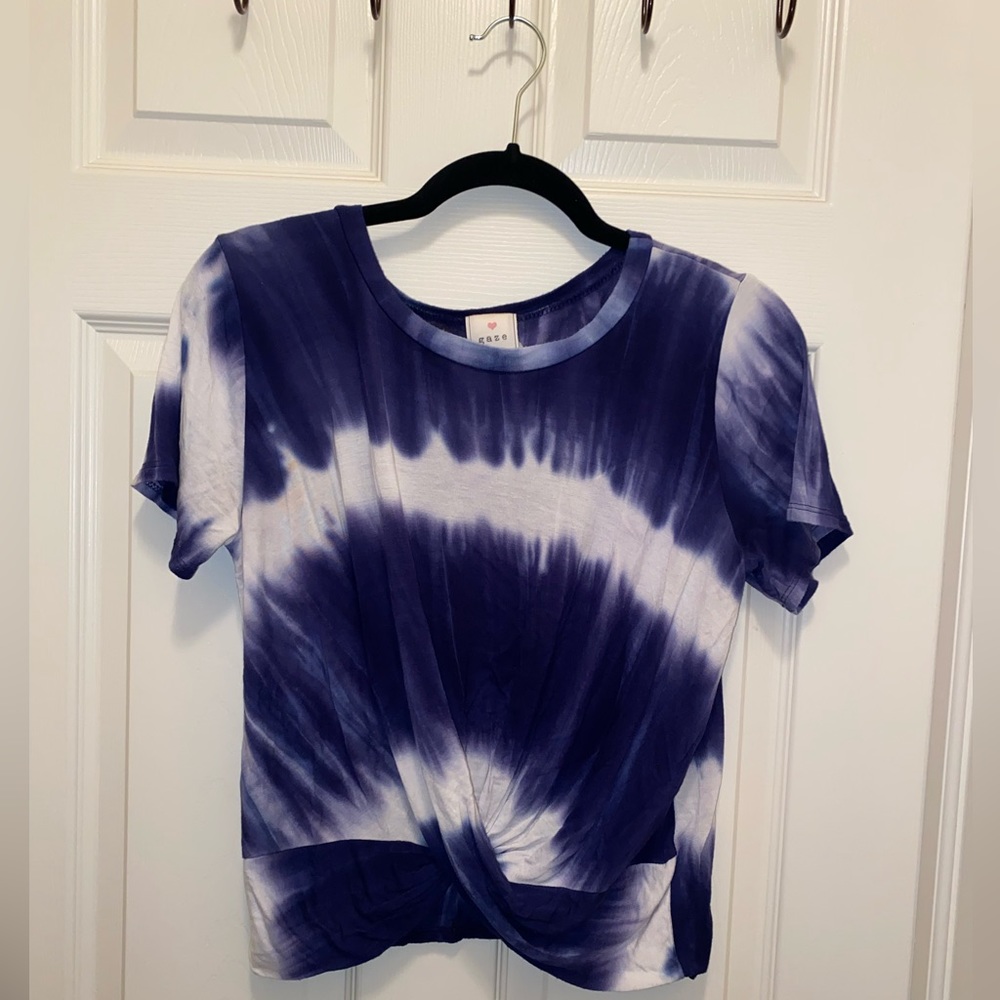Blue & White Tie Dye Crop Top